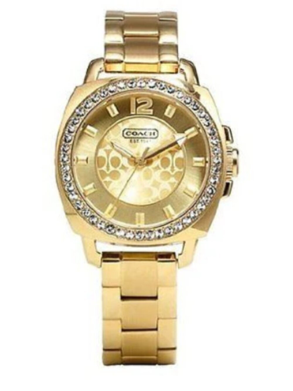 Coach Women's Boyfriend Watch - Gold-tone, Analog, Crystal-Embellished